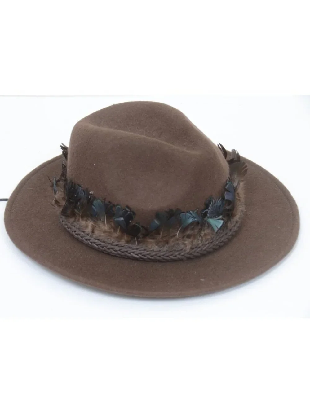 Adjustable Women's Wool Feathers Fedora Panama Hat Western Boho Vacay Travel